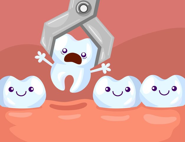 Ilustración de dibujos animados de extracción de dientes