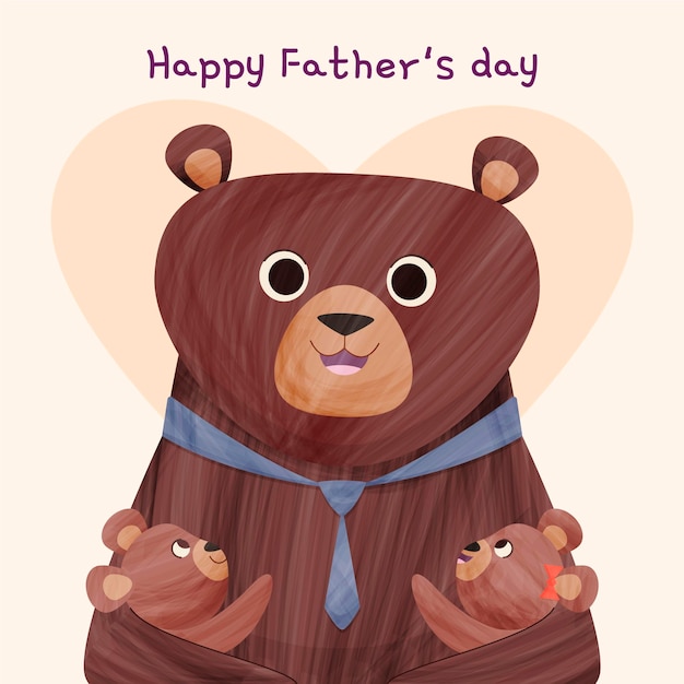 Ilustración de dibujos animados feliz día del padre con oso