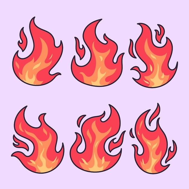 Vector gratuito ilustración de dibujos animados de fuego dibujado a mano