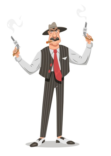 Ilustración de dibujos animados de gángsters dibujados a mano