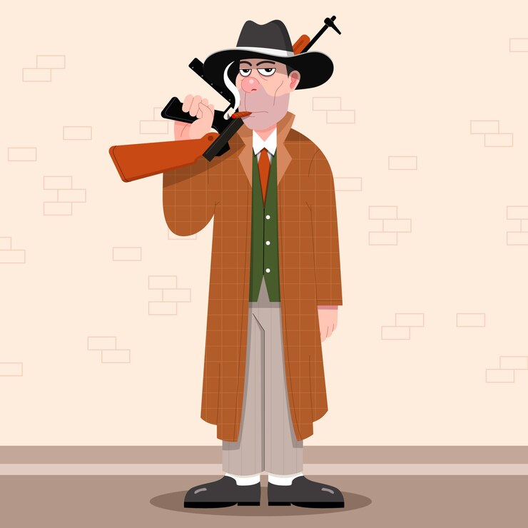 Vector gratuito ilustración de dibujos animados de gángsters dibujados a mano