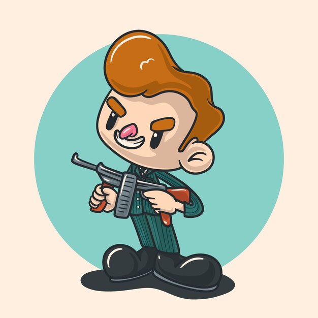 Ilustración de dibujos animados de gángsters dibujados a mano
