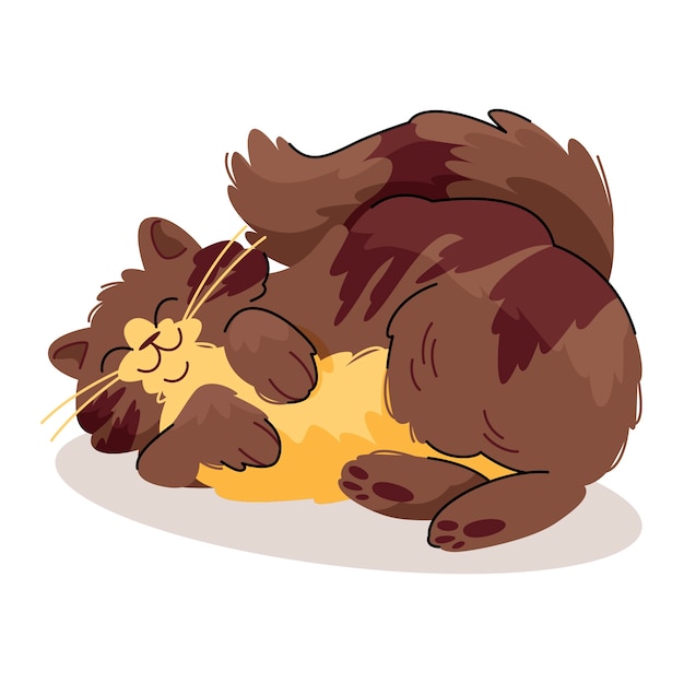 Ilustración de dibujos animados de gatos gordos dibujados a mano