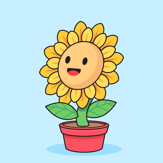 Vector gratuito ilustración de dibujos animados de girasol dibujado a mano