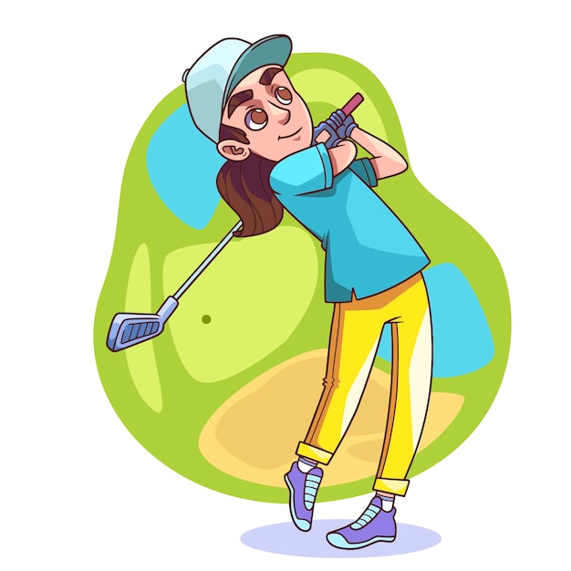 Vector gratuito ilustración de dibujos animados de golf dibujado a mano