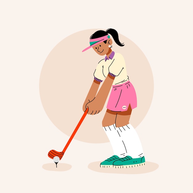 Vector gratuito ilustración de dibujos animados de golf dibujado a mano