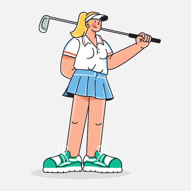 Vector gratuito ilustración de dibujos animados de golf dibujado a mano