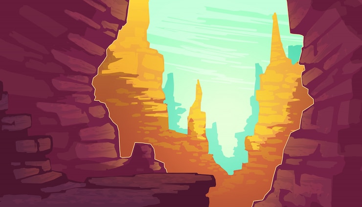 Vector gratuito ilustración de dibujos animados del gran cañón, parque nacional del estado de arizona en el río colorado.