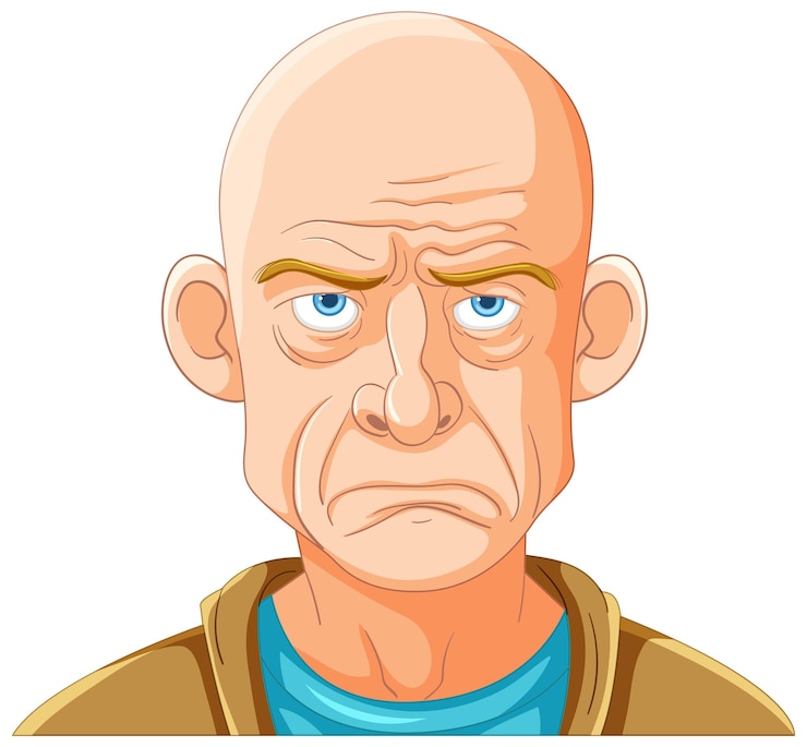 Vector gratuito ilustración de dibujos animados de grumpy old man