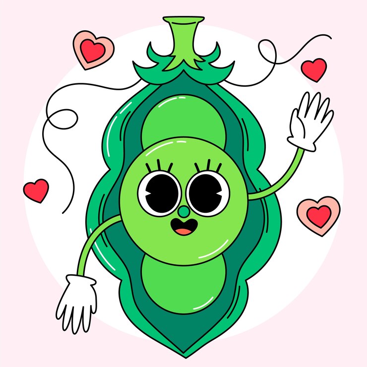 Vector gratuito ilustración de dibujos animados de guisantes dibujados a mano