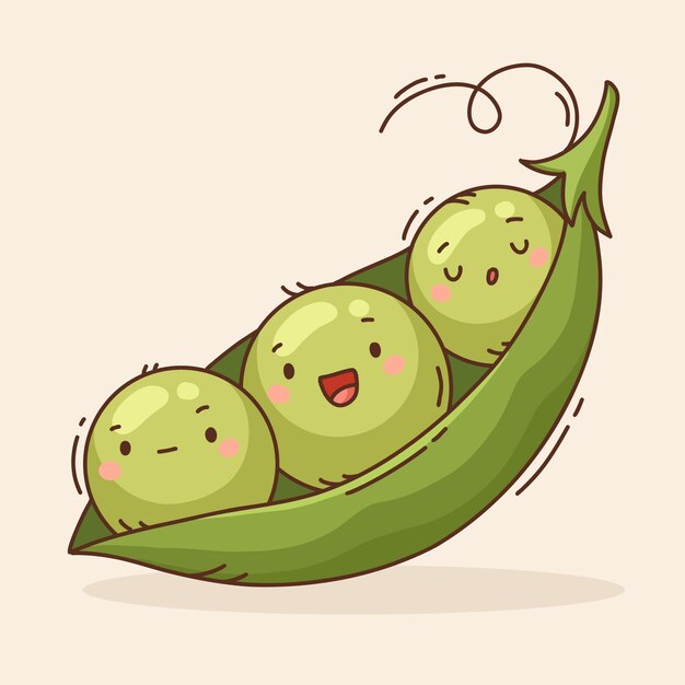 Ilustración de dibujos animados de guisantes dibujados a mano