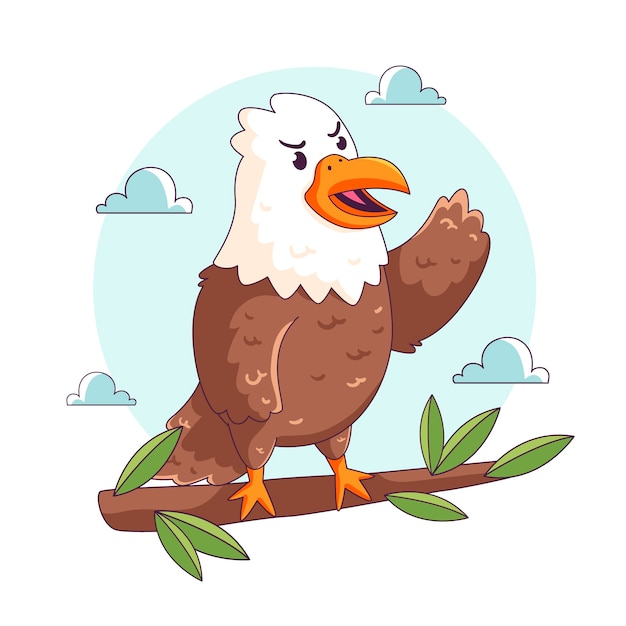Ilustración de dibujos animados de halcón dibujado a mano