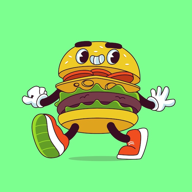 Vector gratuito ilustración de dibujos animados de hamburguesa dibujada a mano