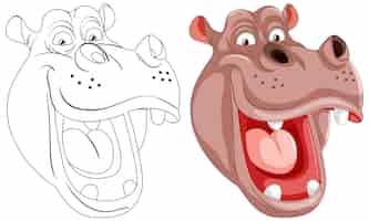 Vector gratuito ilustración de dibujos animados de happy hippo