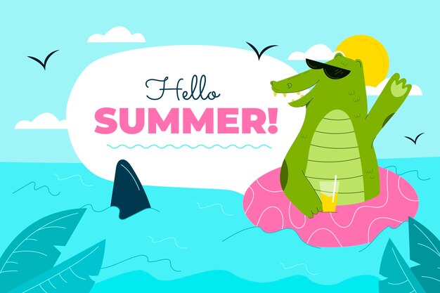 Ilustración de dibujos animados hola verano