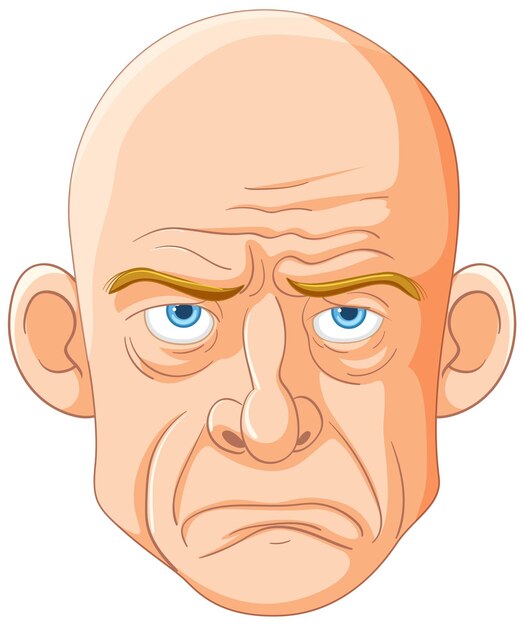 Ilustración de dibujos animados del hombre calvo expresivo