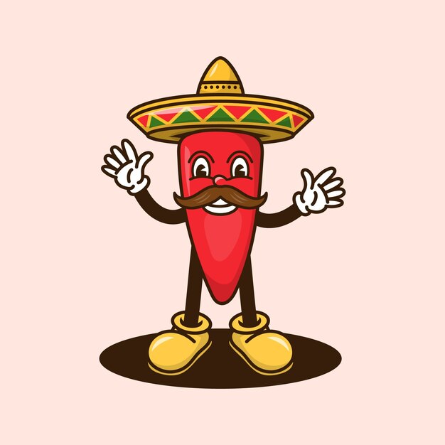 Ilustración de dibujos animados de jalapeno dibujados a mano