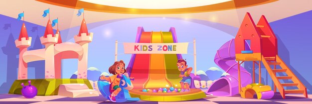 Ilustración de dibujos animados de jardín de infantes de juegos infantiles