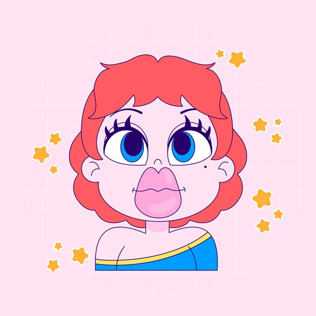 Ilustración de dibujos animados de labios grandes dibujados a mano