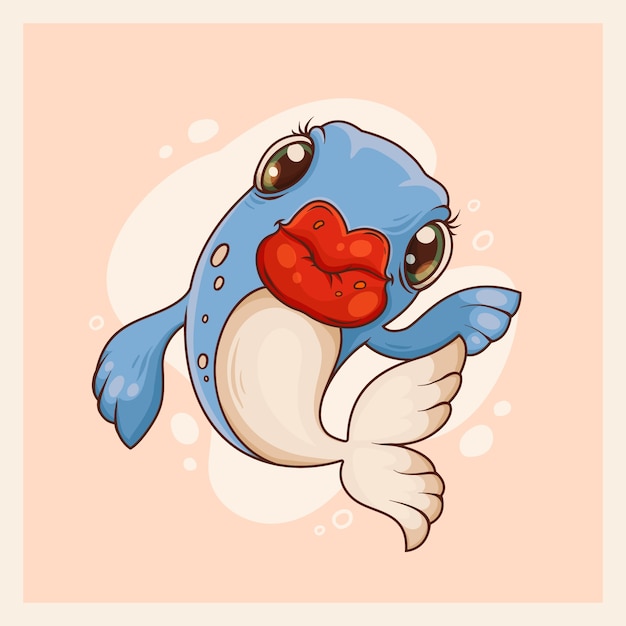 Ilustración de dibujos animados de labios grandes dibujados a mano