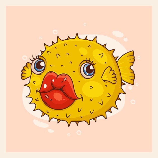 Ilustración de dibujos animados de labios grandes dibujados a mano