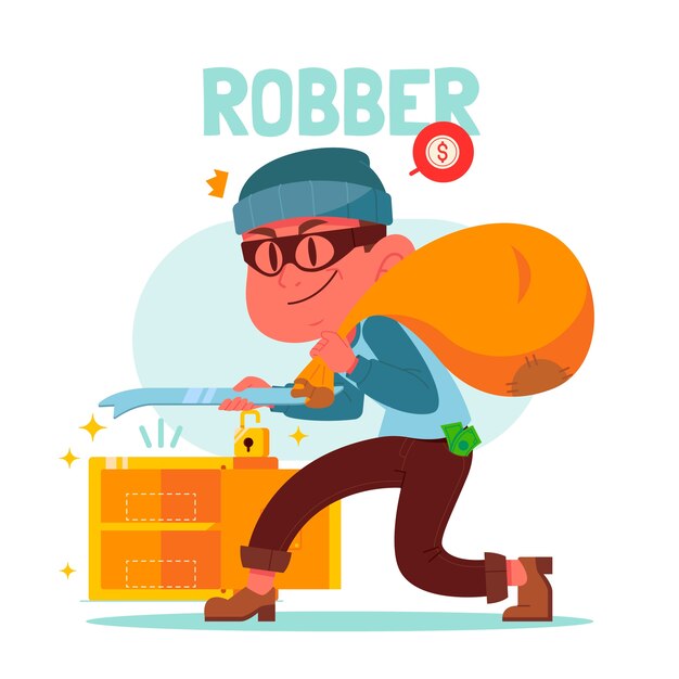 Ilustración de dibujos animados de ladrones dibujados a mano