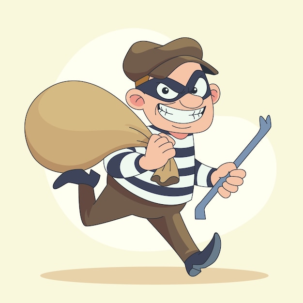 Ilustración de dibujos animados de ladrones dibujados a mano