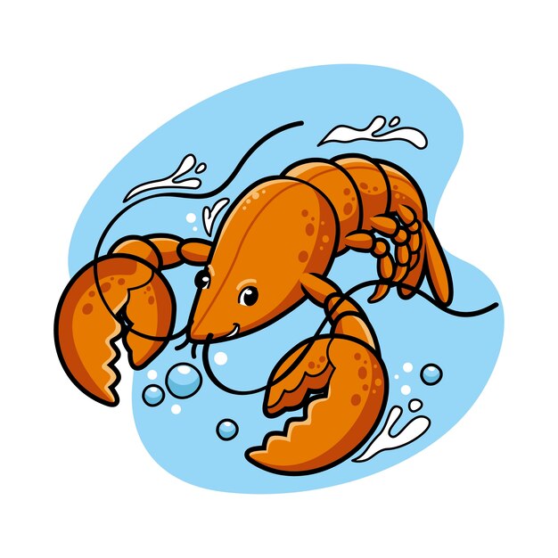 Ilustración de dibujos animados de langosta dibujada a mano