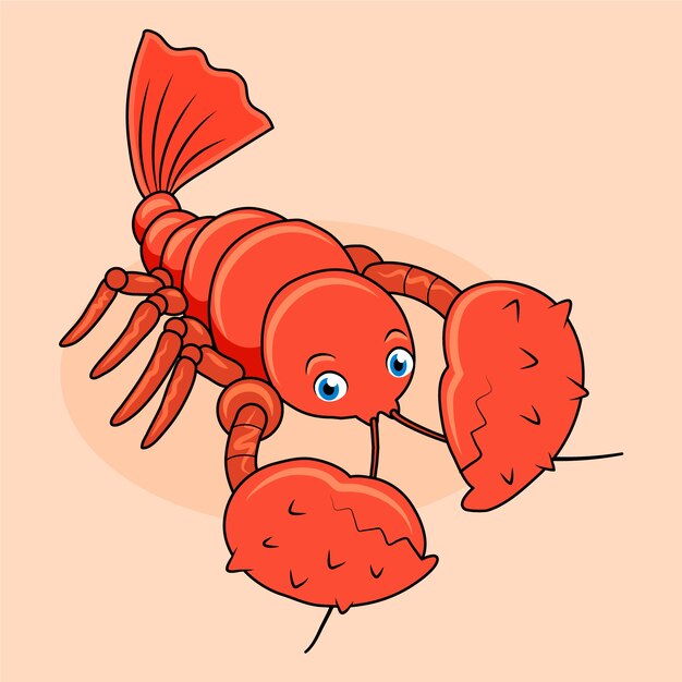 Ilustración de dibujos animados de langosta dibujada a mano