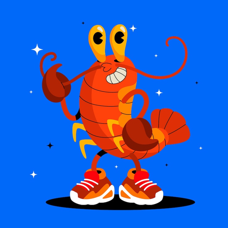 Vector gratuito ilustración de dibujos animados de langosta dibujada a mano