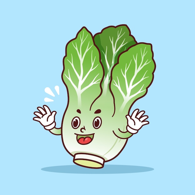 Ilustración de dibujos animados de lechuga dibujada a mano