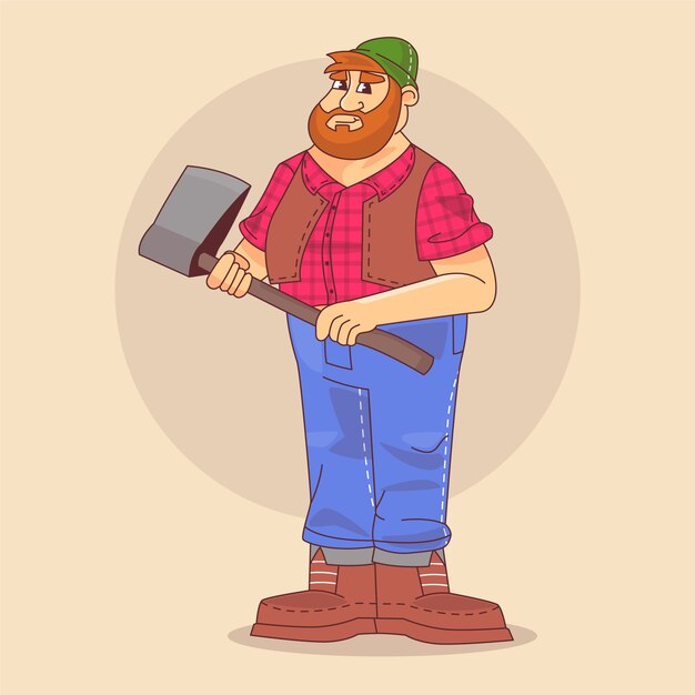 Ilustración de dibujos animados de leñadores dibujados a mano