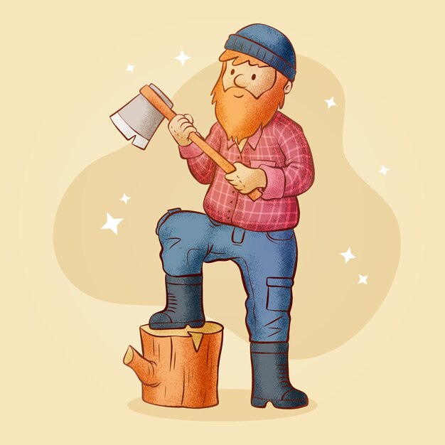 Ilustración de dibujos animados de leñadores dibujados a mano