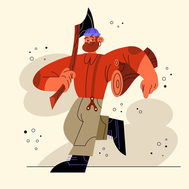 Ilustración de dibujos animados de leñadores dibujados a mano