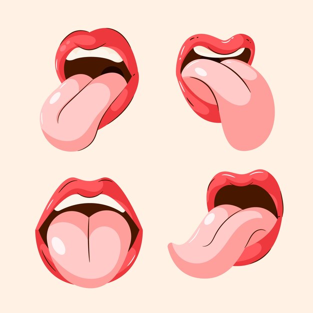 Ilustración de dibujos animados de lengua dibujada a mano