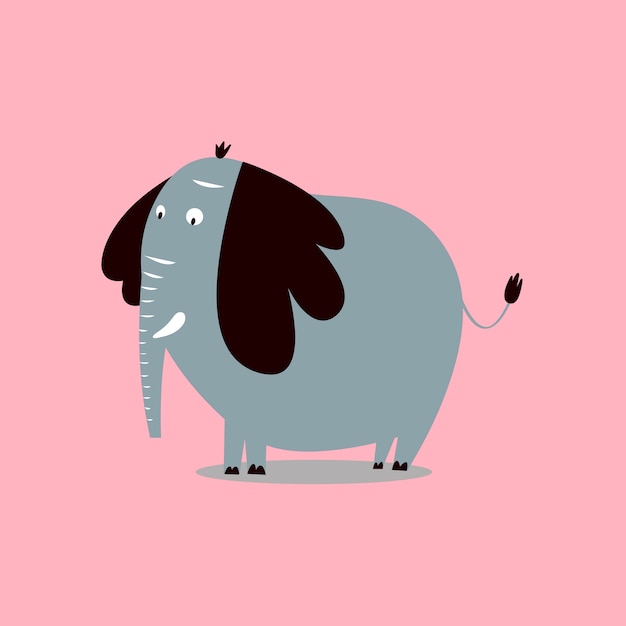 Vector gratuito ilustración de dibujos animados lindo elefante salvaje