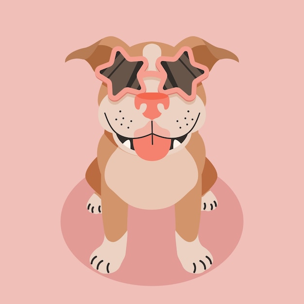 Ilustración de dibujos animados lindo pitbull