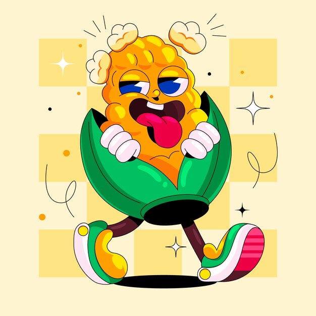 Ilustración de dibujos animados de maíz dibujado a mano