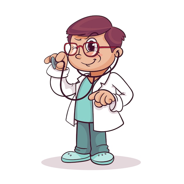 Vector gratuito ilustración de dibujos animados médico dibujado a mano