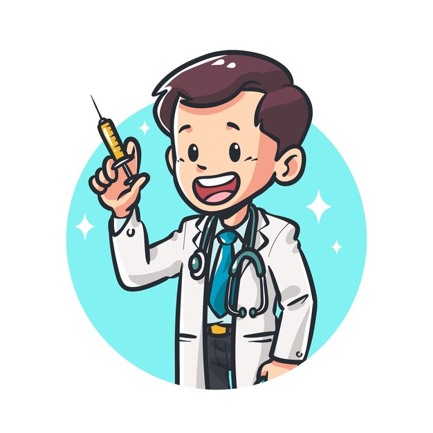 Ilustración de dibujos animados médico dibujado a mano