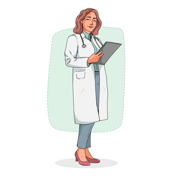 Ilustración de dibujos animados médico dibujado a mano