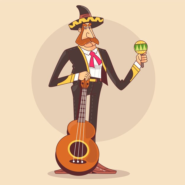 Ilustración de dibujos animados mexicanos dibujados a mano