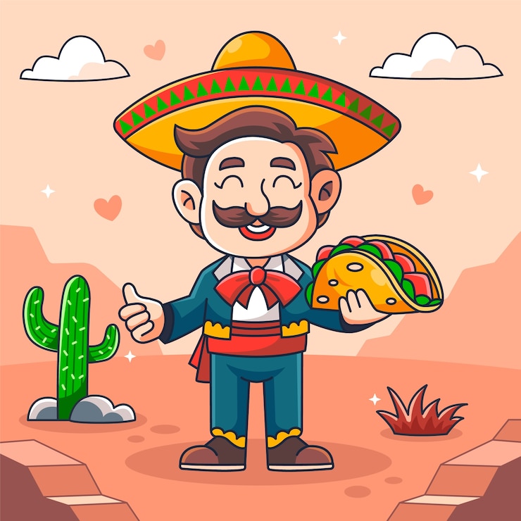Vector gratuito ilustración de dibujos animados mexicanos dibujados a mano