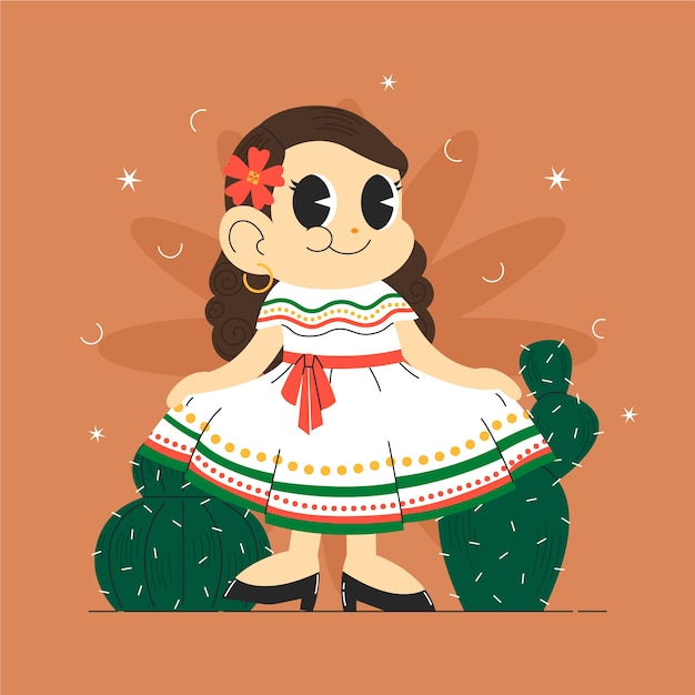 Ilustración de dibujos animados mexicanos dibujados a mano