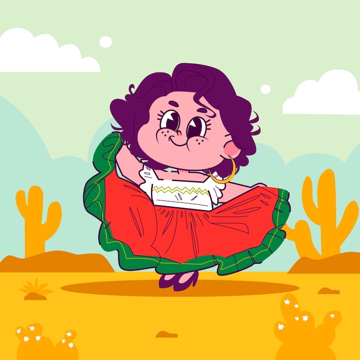 Vector gratuito ilustración de dibujos animados mexicanos dibujados a mano