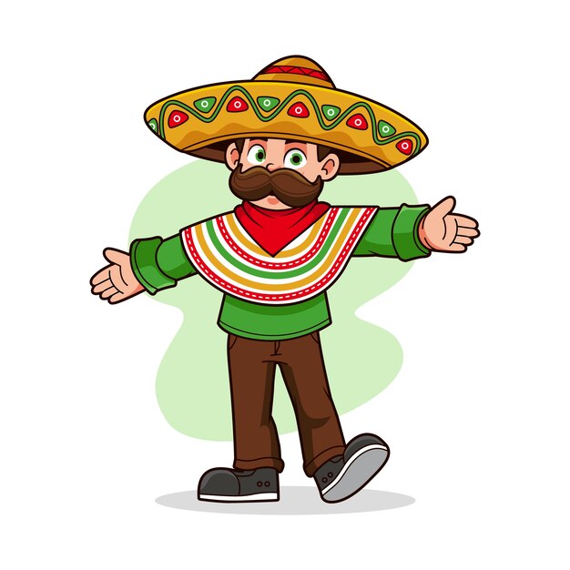 Ilustración de dibujos animados mexicanos dibujados a mano