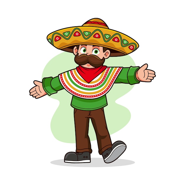 Ilustración de dibujos animados mexicanos dibujados a mano