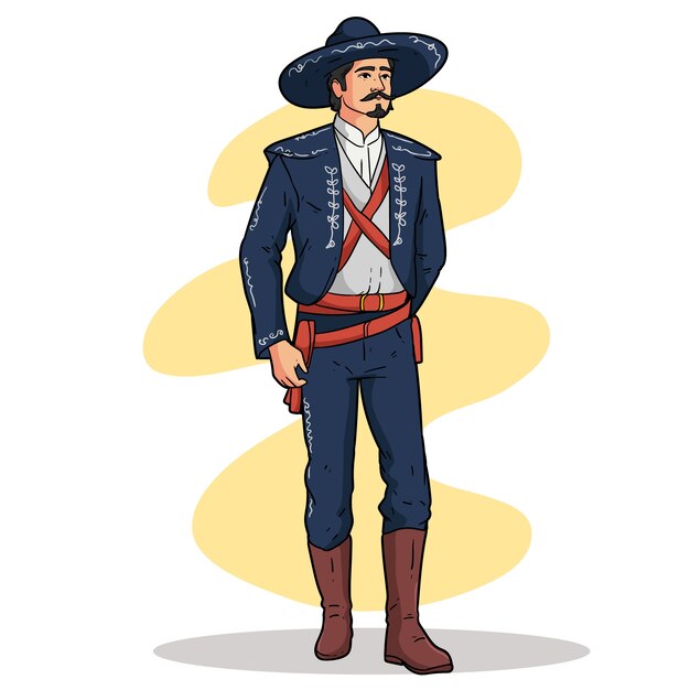 Ilustración de dibujos animados mexicanos dibujados a mano.