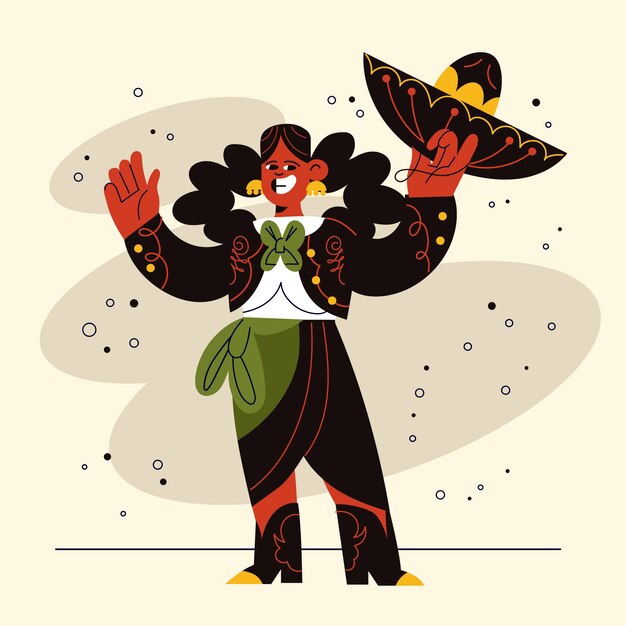 Ilustración de dibujos animados mexicanos dibujados a mano