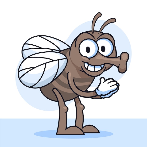 Vector gratuito ilustración de dibujos animados de mosca dibujada a mano